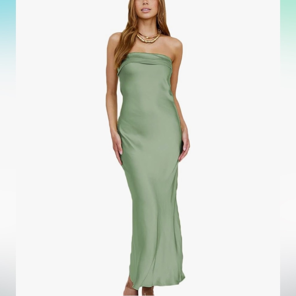 Satin Silk-like Tube Backless Dress